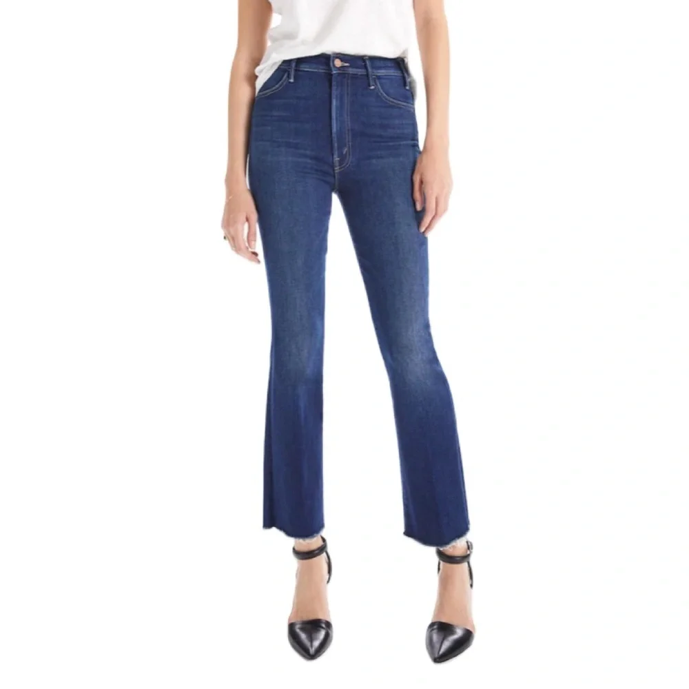 MOTHER The Hustler Ankle Fray in Home Movies Medium Blue Wash Size 27